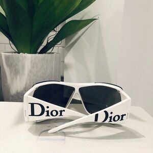 Authentic Y2K Dior Overshine 1 Oversized White Sunglasses • Dark Mirrored Lenses